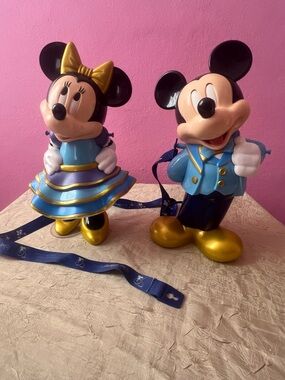 Disney Parks 50th Anniversary Mickey & Minnie Popcorn Bucket + Sip Cup Bundle